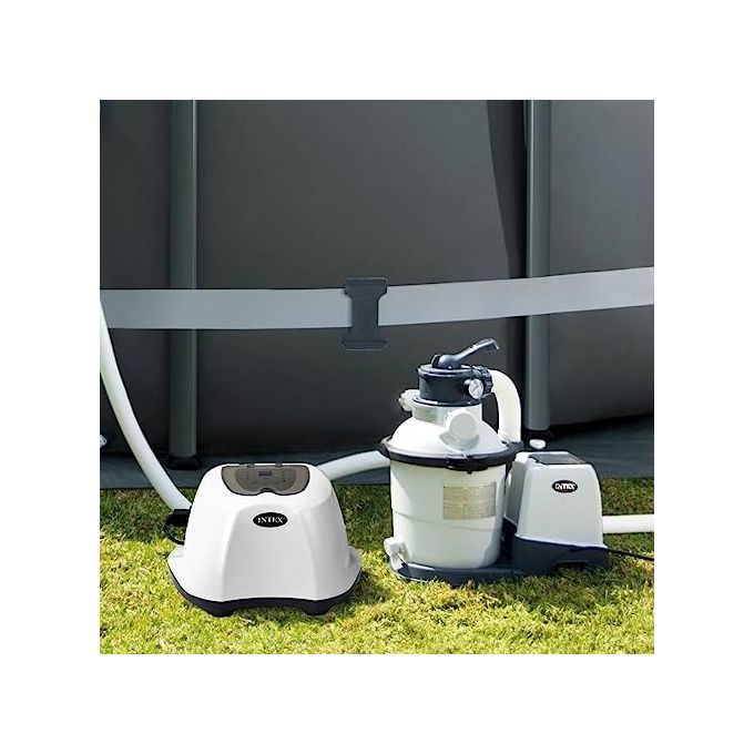 Intex 26666 Generatore Salino di Cloro Krystal Clear per Pompa Filtro 6056-15140 L-h Produzione Cloro 11 g-h per Piscine fino a 56800 L Plastica Bianco Flusso Pompa 6056-15140 L-h cloro 11 g-h