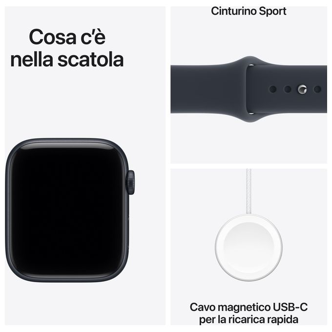 Apple MJL74QL-A Apple Watch SE 3 GPS Cassa 44 mm in Alluminio Mezzanotte con Cinturino Sport Blu Marino colore Blu Marino