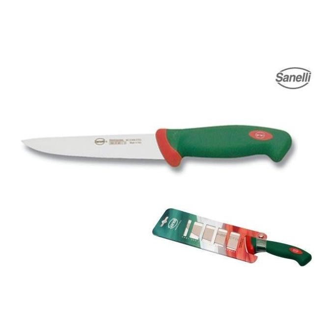 Sanelli SN-108616 Premana Professional Coltello Disosso Lama Rigida 16 cm Tecnologia Antibatterica Biomaster colore Verde Rosso