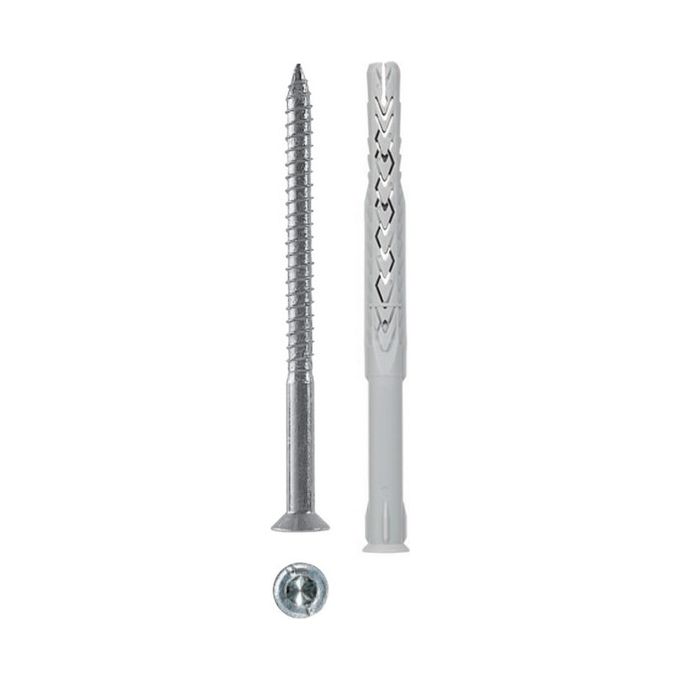 Fischer 506476 Tassello nylon prolungato con vite 8x120 mm testa svasata piana impronta TORX SXRL confezione da 50 pezzi colore Bianco