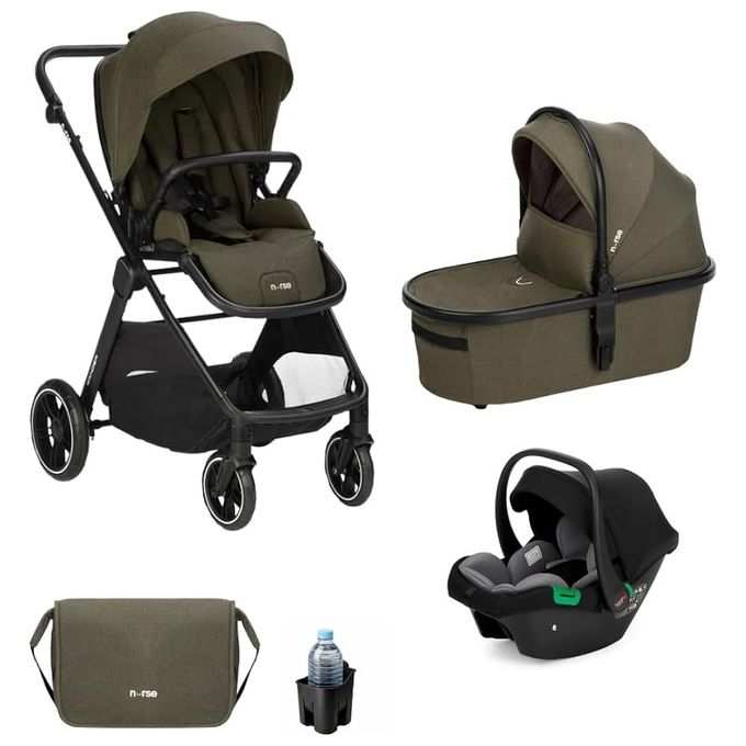 Nurse 8420421095607 Trio Poussette Wander Nacelle + Coque Nurse Inclinazione Allungata Accessori Inclusi colore Green