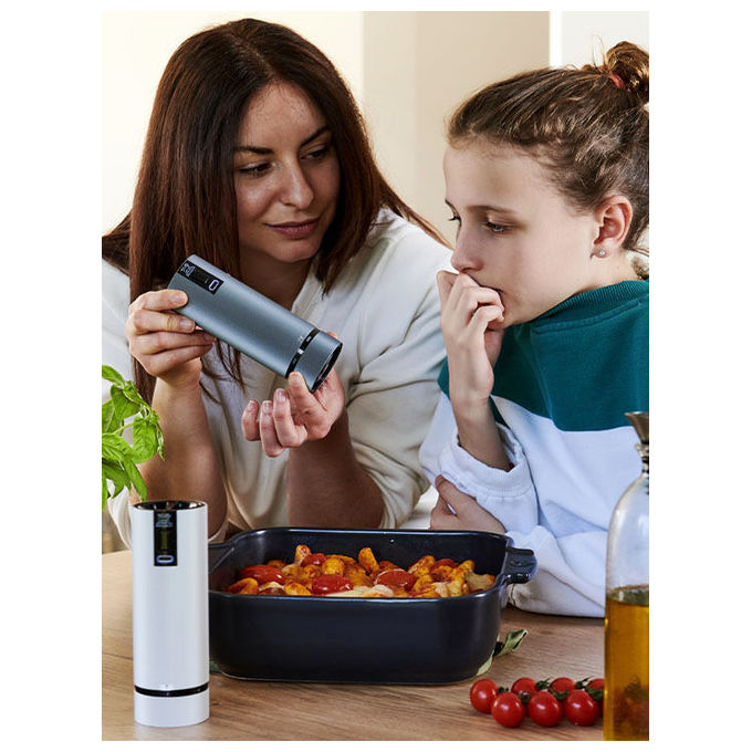 Peugeot 2-4314800 Line Electric Set macina sale e pepe con macinatura regolabile U-Select materiale alluminio e carbonio altezza 15 cm colore Grigio