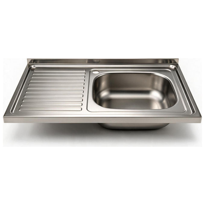 SAMET SA216 Lavello da Appoggio Una Vasca 80x50 cm con Gocciolatoio Sinistro colore Acciaio Inox