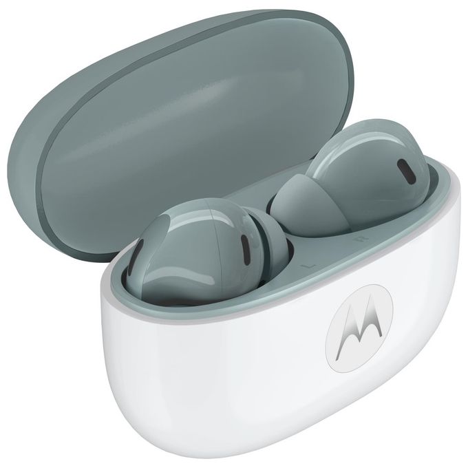 Motorola PG38C08170 Moto Buds 2 Auricolare Wireless In-ear con Cancellazione Attiva del Rumore fino a 55dB e 6 Microfoni per Chiamate Cristalline Bluetooth 6.0 Audio Hi-Res LHDC fino a 11 Ore di Autonomia IP54 colore PANTONE Gray Mist