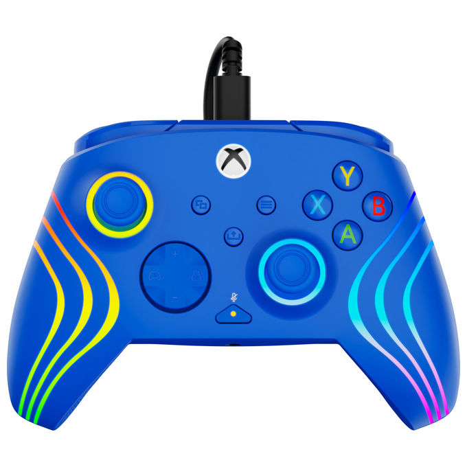 Turtle Beach TBC-2002-25 Afterglow Wave Gamepad Cablato con Licenza per Xbox e PC Pulsanti Programmabili Trigger Effetto Hall Controlli Audio RGB colore Blu