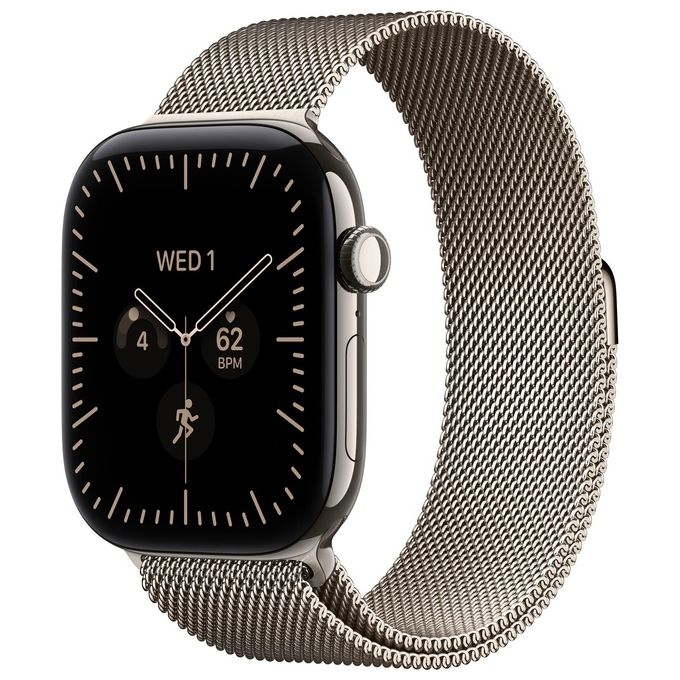Apple MJGH4QL-A Apple Watch Series 12 GPS + Cellular Cassa 42 mm Titanio con Cinturino Maglia Milanese Naturale colore Titanio