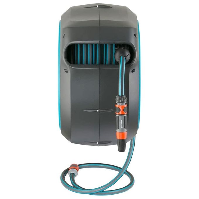 GARDENA 18630-20 RollUp XL Avvolgitubo a Parete 35 m Diametro 13 mm Rotazione 180° con Lancia e Raccordi colore Azzurro