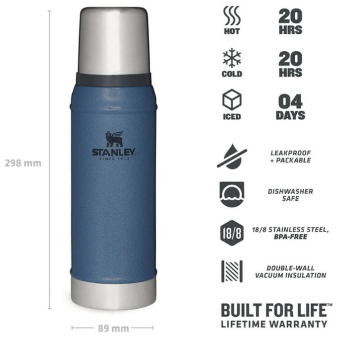 Stanley 10-01612-060 Legendary Classic Termos 0.75 L Acciaio Inox con Isolamento Sottovuoto colore Blu