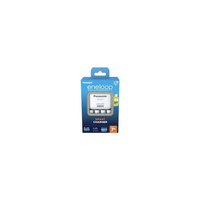 Eneloop BQ-CC17 Caricabatterie Smart per Batterie AA AAA NiMH Include 4 Batterie AA 2000 mAh Ricarica 7 Ore colore Nero