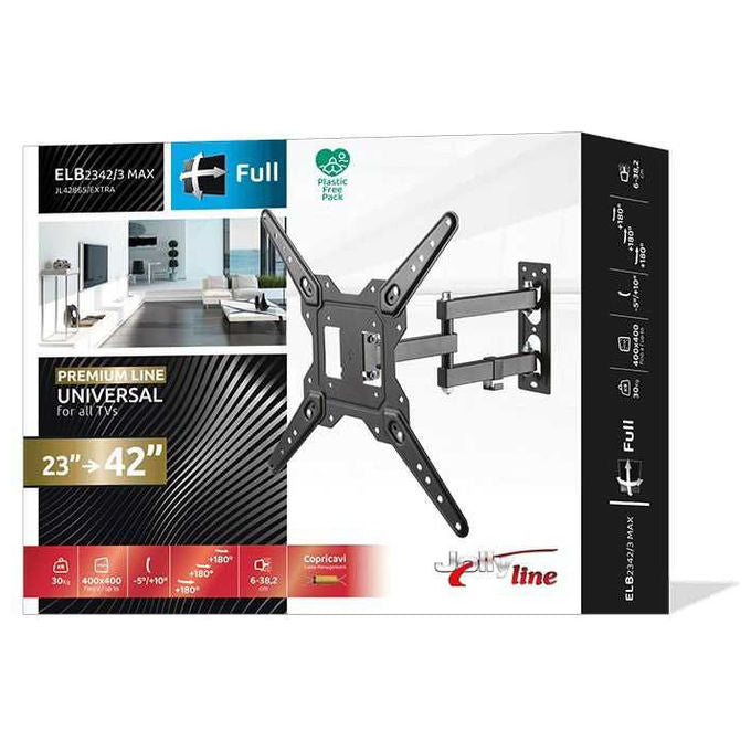 G.B.S. Elettronica 42865-EXTRA ELB-2342-3 MAX Supporto Universale per TV 23''-42'' Portata 30 Kg VESA 400x400 Rotazione ±90° Inclinazione -3° +10° colore Nero