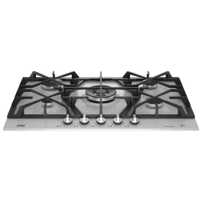 Beko HIAW75226SXE Piano cottura Gas 75 cm 5 Fuochi Wok 5000W FlameAdjust PractiClean Gas Safety colore Acciaio Inox