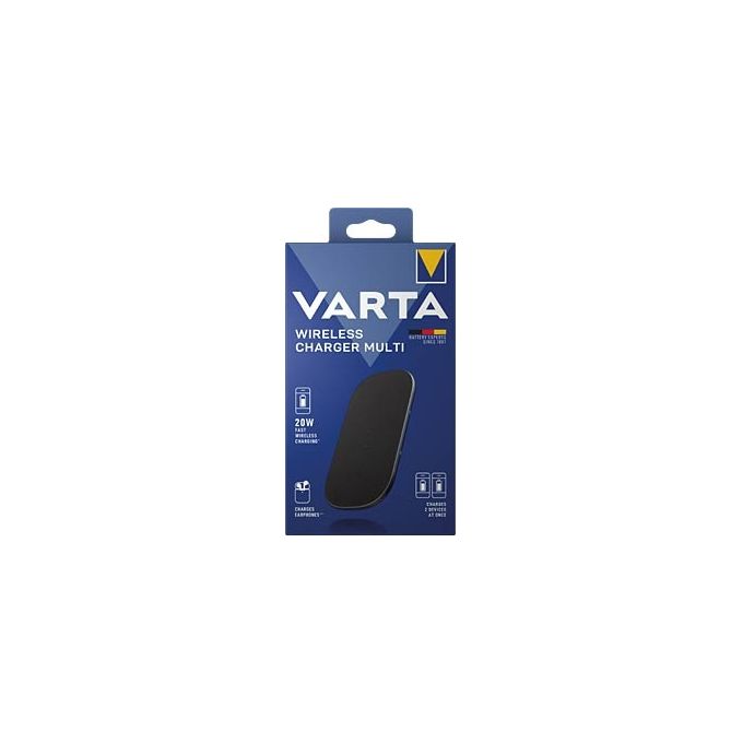 VARTA 57906101111 Wireless Charger Multi Caricatore Wireless 20 W con 2 Aree di Ricarica simultanee compatibile Qi incluso Cavo USB C colore Nero