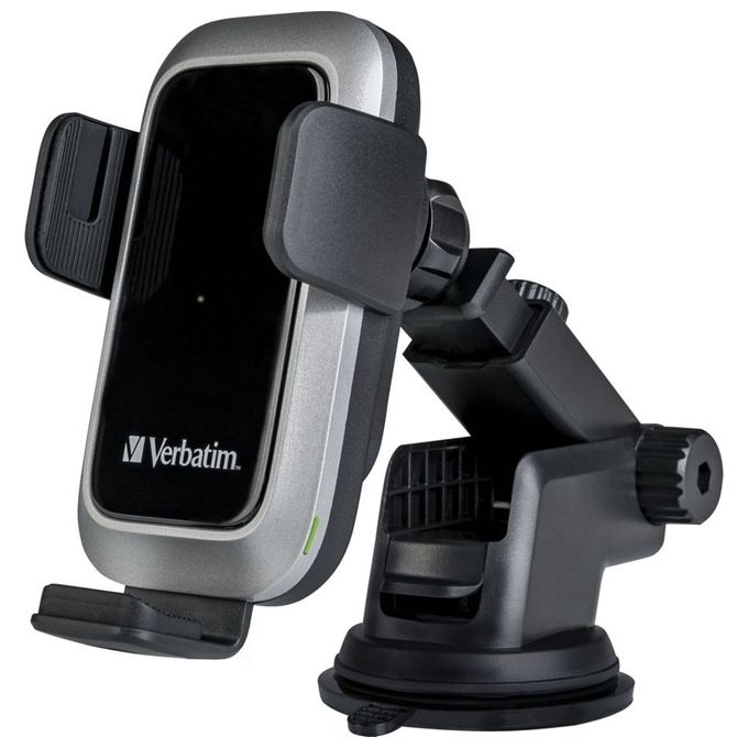 Verbatim 49554 Qi Fast Wireless Car Charger FWC-03 Pro Supporto per Telefono con Ricarica Induttiva 15 W Montaggio Ventola o Ventosa Rotazione 360° colore Nero