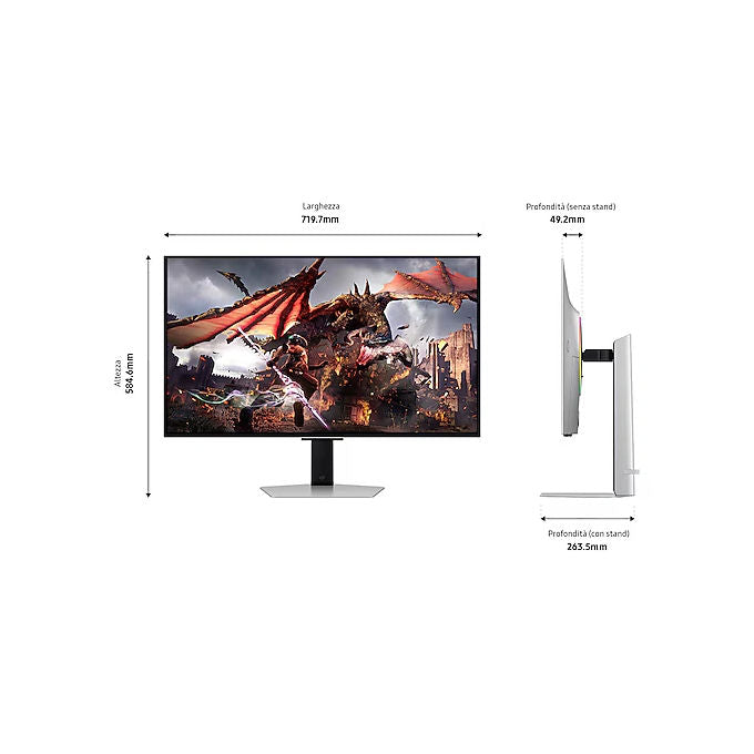 Samsung LS32DG800SUXEN Odyssey OLED G8 Monitor Gaming 32'' 4K UHD 240Hz 0.03ms FreeSync Premium Pro HDR10+ colore Argento