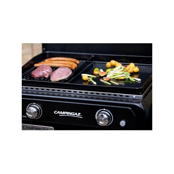 Campingaz 3000006759 Blue Flame LXD Twin Griglia Plancha a Gas 2 Fuochi 6000W 2400 m² Accensione Elettronica