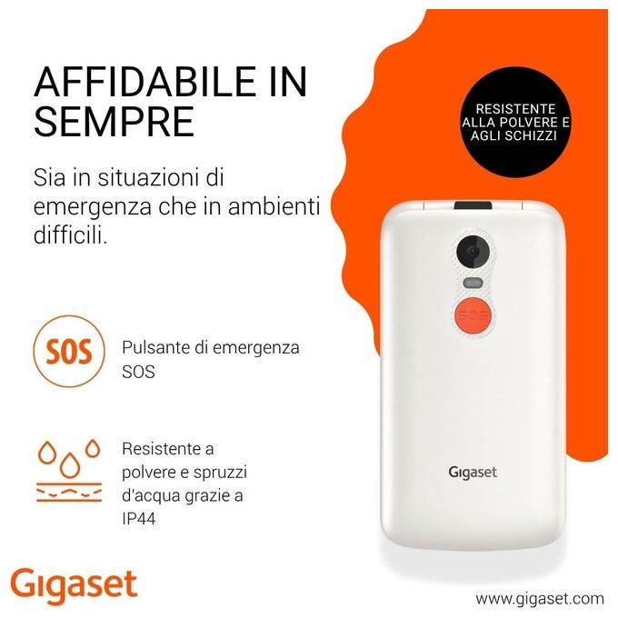 Gigaset, Telefono Cellulare per Anziani GL595, Clamshell, Bianco
