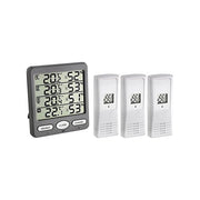 TFA 30.3054.10 Klima-Monitor Termoigrometro Digitale con 3 Sensori Wireless Allarme Regolabile e Indicatore di Comfort colore Grigio