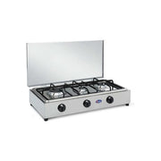 Cf Parker 300accgpm Fornello a Gas Metano 3 Fuochi in Acciaio Inox con Coperchio