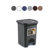 Stefanplast 30132 Elegance Pattumiera da Bagno a Pedale 6 Lt Effetto Rattan colore Stone Grey