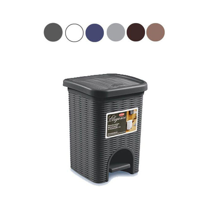 Stefanplast 30132 Elegance Pattumiera da Bagno a Pedale 6 Lt Effetto Rattan colore Stone Grey