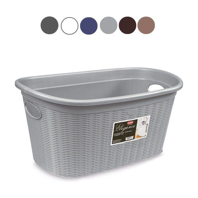 Stefanplast Elegance Cesta Rattan con Manico Grigio 58x37x29cm