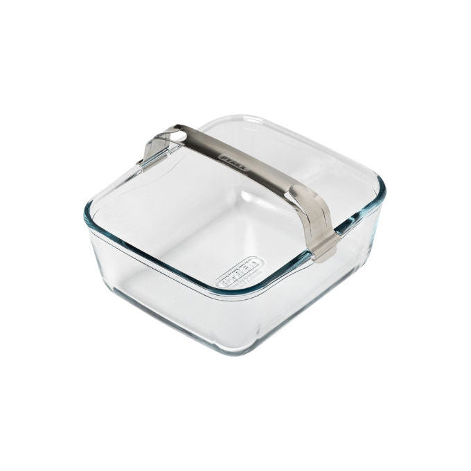 Pyrex 301U300-8045 Nacchera Rettangolare per Air Fryer Vetro Borosilicato 2 L 18x20x8 cm Manico Acciaio Inossidabile colore Trasparente
