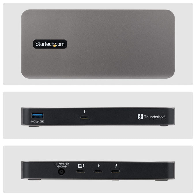 StarTech.com 303UE-TB5-HUB Hub Thunderbolt 5 a 4 Porte con KVM Thunderbolt Share 80 120 Gbps Multi Monitor 8K PD 140W USB A 10 Gbps TB4 USB4 colore Grigio