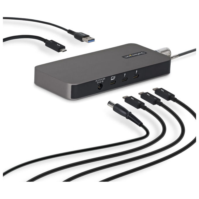 StarTech.com 303UE-TB5-HUB Hub Thunderbolt 5 a 4 Porte con KVM Thunderbolt Share 80 120 Gbps Multi Monitor 8K PD 140W USB A 10 Gbps TB4 USB4 colore Grigio