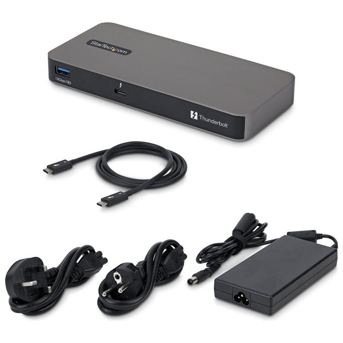 StarTech.com 303UE-TB5-HUB Hub Thunderbolt 5 a 4 Porte con KVM Thunderbolt Share 80 120 Gbps Multi Monitor 8K PD 140W USB A 10 Gbps TB4 USB4 colore Grigio