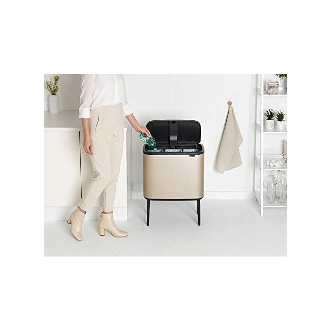 Brabantia 304644 Bo Touch Bin Pattumiera 3x11 litri Acciaio Inox con Apertura Soft-Touch e Secchi Rimovibili colore Metallic Gold