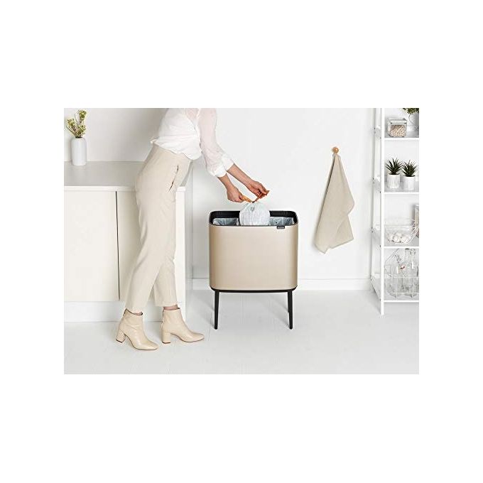 Brabantia 304644 Bo Touch Bin Pattumiera 3x11 litri Acciaio Inox con Apertura Soft-Touch e Secchi Rimovibili colore Metallic Gold