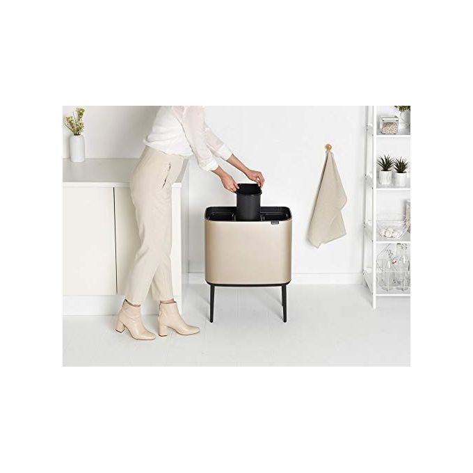 Brabantia 304644 Bo Touch Bin Pattumiera 3x11 litri Acciaio Inox con Apertura Soft-Touch e Secchi Rimovibili colore Metallic Gold