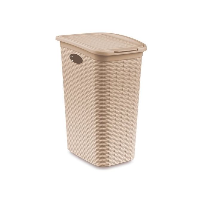 Stefanplast 30514 Elegance Portabiancheria 36 lt Polipropilene effetto midollino con coperchio colore Cashmere