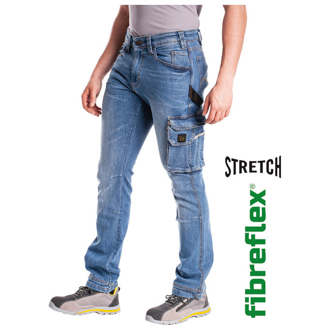 Rica Lewis 5429933 Job1 Pantaloni da Lavoro Jeans Stretch Regular-Comfort Multitasche Dritti colore Denim Chiaro