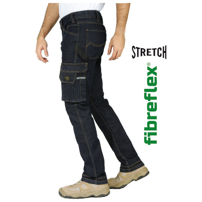 Rica Lewis 5429938 Joba1 Jeans da Lavoro Uomo Multitasche Tasconato Stretch Gamba Dritta Taglia 48 colore Nero