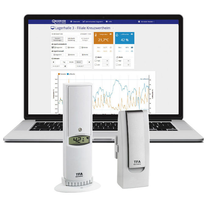 TFA Dostmann 31.4012.02 WeatherHub Set di Avvio Termoigrometro Monitoraggio Temperatura e Umidita' fino a 200 m 868 MHz colore Bianco