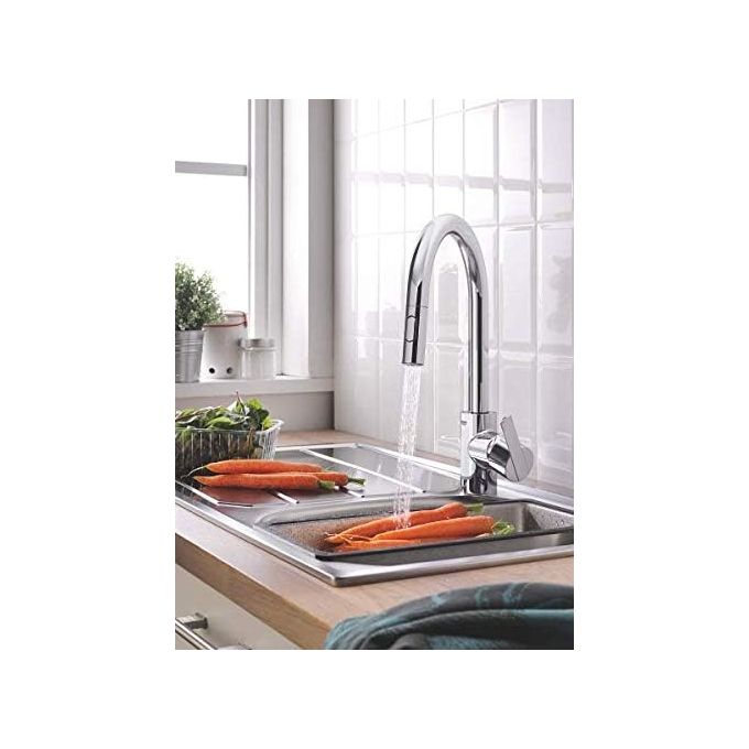 Grohe 31486001 Feel Miscelatore Monocomando Lavello Doccetta Estraibile 2 Getti Monoforo Bocca Girevole 360° colore Cromo