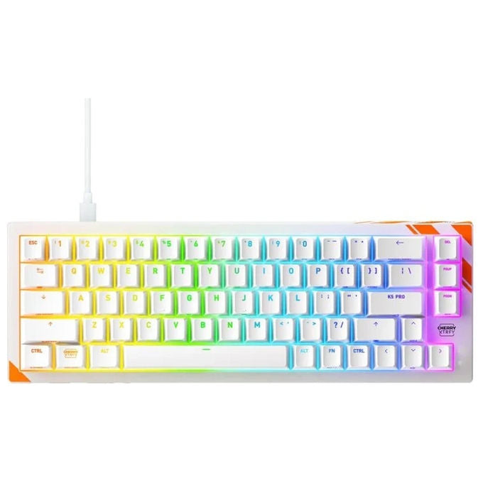 Cherry G8E-24200LACAGB-0 K5 PRO TMR COMPACT Tastiera Gaming Cablata Meccanica Retroilluminazione RGB colore Arancione e Bianco
