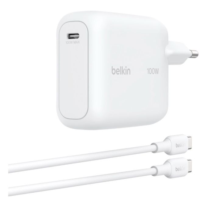 Belkin WCH024KQ1.5WHB6 BOOST Charge Caricatore USB-C 100W GaN con Cavo 1.5m colore Bianco