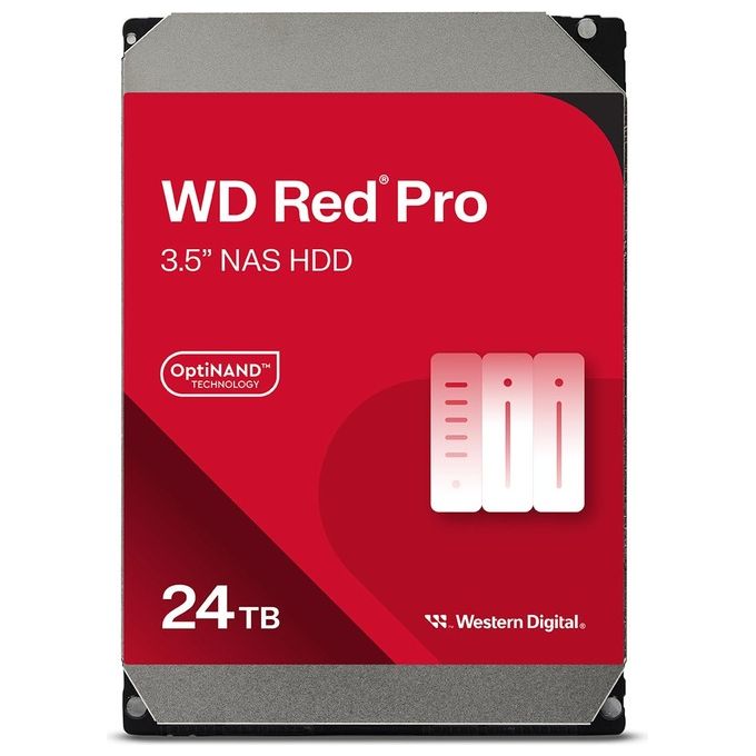 Western Digital WD241KFGX Red Pro Hard Disk Interno 24 TB 3.5'' 7200 rpm SATA 6 Gb-s CMR Cache 512 MB colore Nero