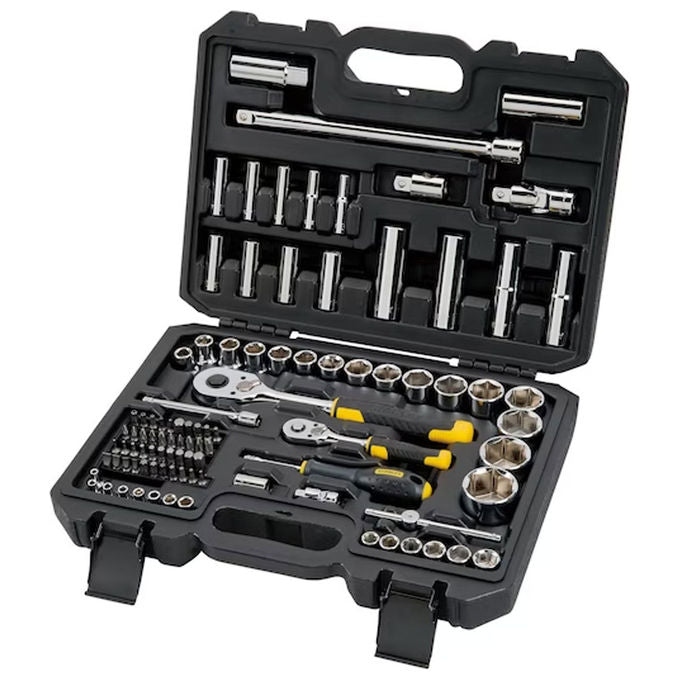 Stanley STMT17379-1 Set Chiavi a Bussola 96 pezzi attacco 1-4'' e 1-2'' 2 Cricchetti 72 denti 41 inserti con valigetta