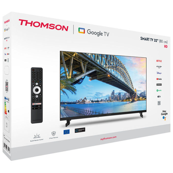 Thomson 32HG2S15 Smart TV LED 32'' HD Ready Google TV Wi-Fi Bluetooth DVB-T2 HDR10 colore Bianco