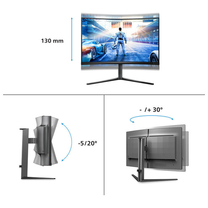 Philips 32M2C5500W-00 Evnia 5000 Monitor PC 32'' 2560 x 1440 Pixel 240 Hz HDR400 FreeSync Premium Pro colore Nero