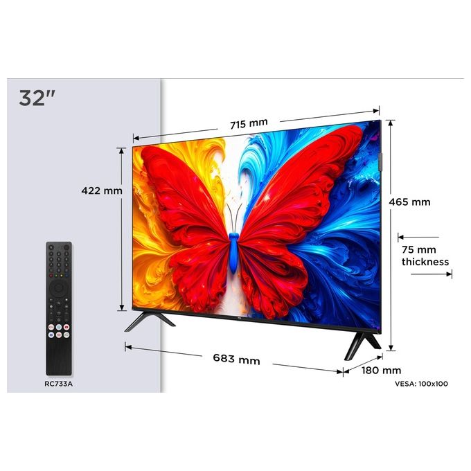 TCL smart tv 32 pollici Full HD, Android TV 11, Triple Tuner, HDR10, Wi-Fi, Chromecast, 32S5L
