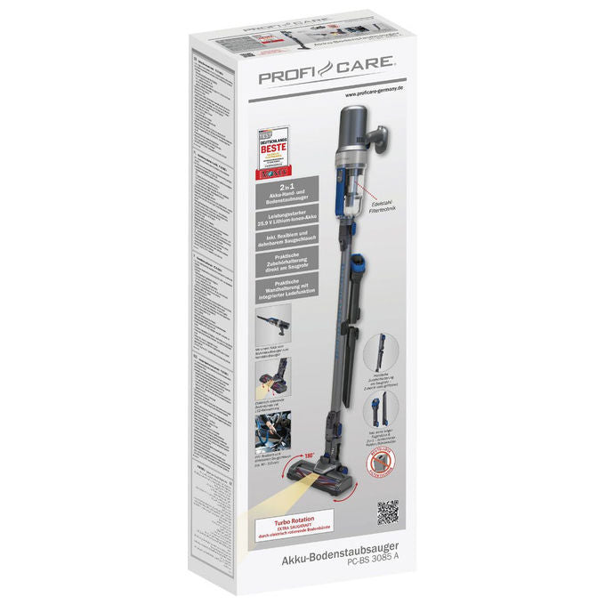 ProfiCare PC-BS 3085 A Aspirapolvere 2 in 1 Filtrazione ciclonica senza sacchetto 25.9 V 2200 mAh fino a 40 minuti di autonomia colore Nero-Antracite