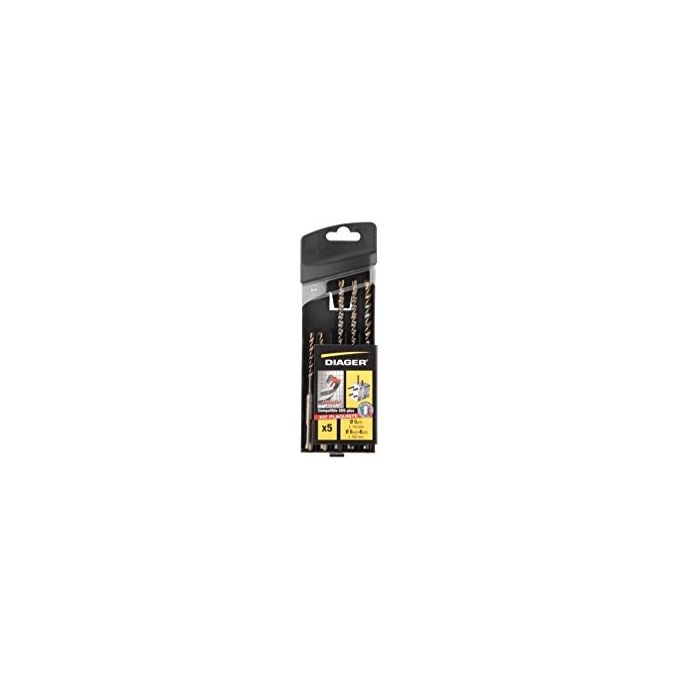 Diager 115C Booster Plus Set Punta SDS-plus per Calcestruzzo Armato 5 Pezzi Diametro 5 mm 6 mm 8 mm Lunghezza 110 mm 160 mm colore Nero