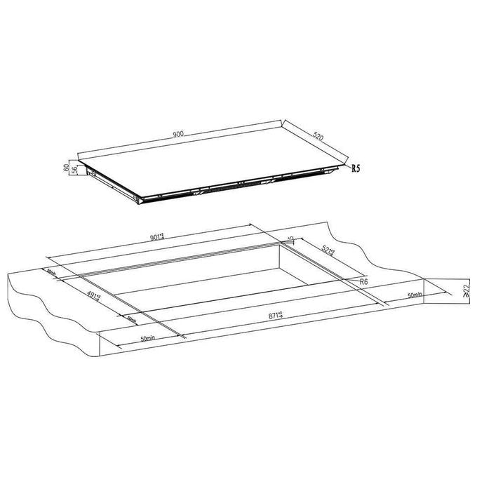Hoover 33803357 H-HOB 700 INDUCTION Piano cottura a induzione 90 cm 5 zone Touch colore Nero