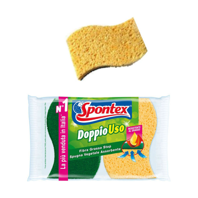 Spontex Spugna Fibra Verde Doppio Uso 2 Pezzi