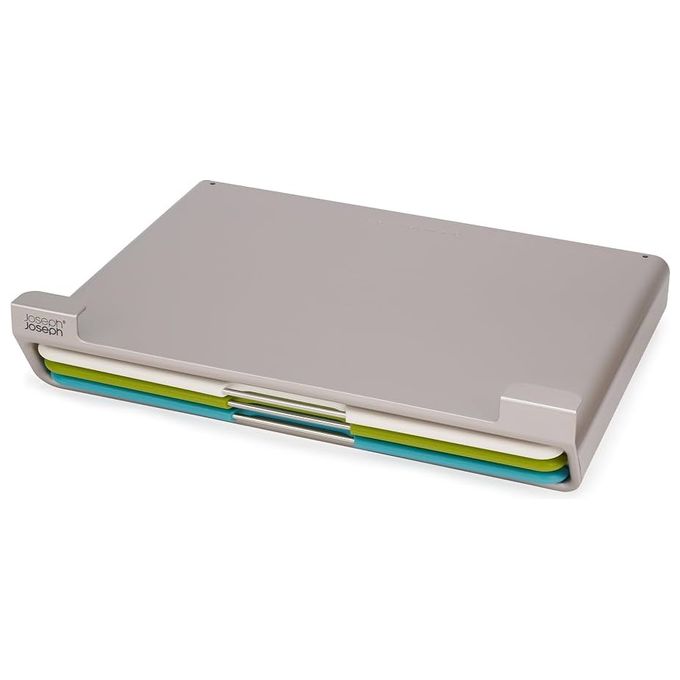 Joseph Joseph 60235 Folio Slim Set di Taglieri Multilivello Antibatterici con Superfici Testurizzate Design a Doppio Lato colore Multicolore