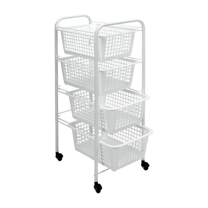 Metaltex Carrello da cucina Miami con 4 Ceste in plastica Bianco